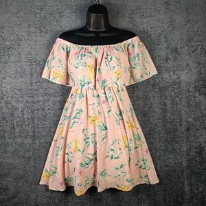 Off Shoulder Floral Mini Dress Ruffle Off Shoulder Summer Cottage Medium